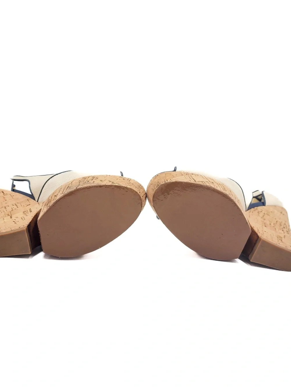 YSL Yves Saint Laurent Canvass Cork Platform Wedge Open Toe Shoes EU 38